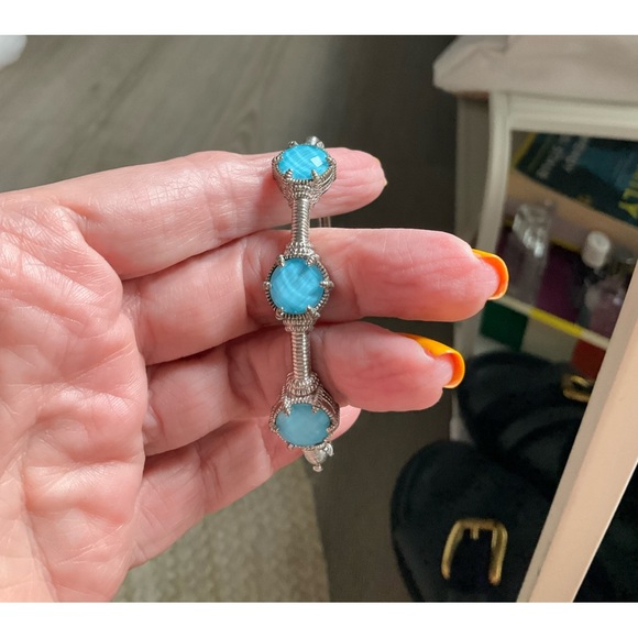 Judith Ripka Couture Collection. Reduced! 🎁 Triple Stone Hinged Bracelet. 6.25" - Picture 2 of 3